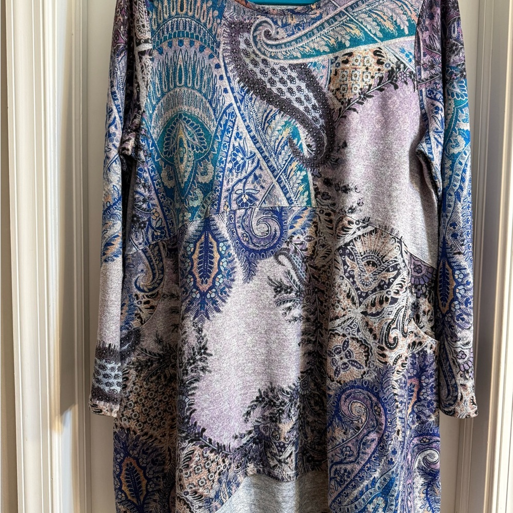 Chico's Blue and Purple Paisley Tunic